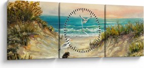 Tablou - Plaja cu nisip (cu ceas) (90x30 cm)
