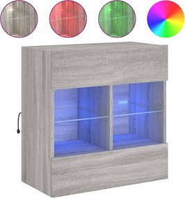 vidaXL Comodă TV de perete cu lumini LED, gri sonoma, 58,5x30x60,5 cm