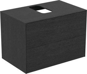 Dulap baza suspendat Ideal Standard Atelier Conca finisaj stejar inchis 2 sertare si blat cu decupaj central 80 cm