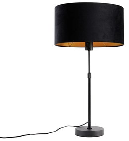 Lampă de masă neagră cu abajur oval din catifea neagră 35cm - Parte