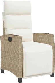 vidaXL Scaun de grădină înclinabil cu măsuță laterală polirattan bej