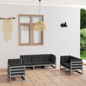 3076501 vidaXL Set mobilier de grădină cu perne, 7 piese, lemn masiv de pin