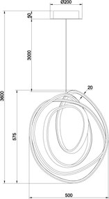 Ondaluce - Lustră LED reglabilă cu cablu Golden, LED/50W/230V, Ø 50 cm, aurie