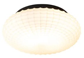 Plafonieră clasică neagră cu sticlă opala 23 cm IP44 - Nohmi
