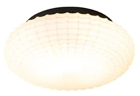 Plafonieră clasică neagră cu sticlă opala 23 cm IP44 - Nohmi
