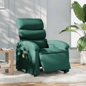 vidaXL Fotoliu electric de masaj rabatabil, verde închis, textil