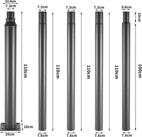 Brilagi - Stâlp metalic pentru iluminat exterior, 5 m, diam. 58 mm, antracit