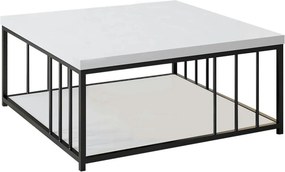 Masuta cafea Zenn, alb/negru, PAL melaminat/metal, 90x90x40 cm