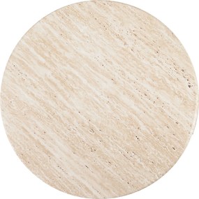Măsuță de cafea rotundă Massia Mini 50 cm pentru living - travertin / nuc