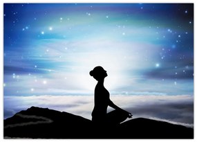 Tablou pe sticlă - Femaia meditând (70x50 cm)