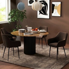 HOMCOM Set 2 Scaune de Dining Tapițate în Stil Nordic cu Brațe și Picioare din Oțel, 54x57x80 cm, Maro | Aosom Romania