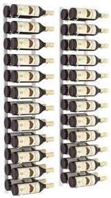 Suport sticle de vin, de perete, 24 sticle, 2 buc., alb, fier Alb, 2, 24