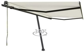 vidaXL Copertină autonomă retractabilă automat, crem, 450x350 cm