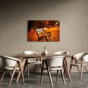 Tablou cu banca toamna (90x60 cm)