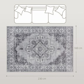HOMCOM Covor lavabil antiderapant pentru living cu aspect de flanel, 230 x 160 cm, Gri | Aosom Romania
