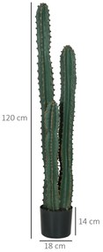 Outsunny Cactus artificial extrem de realist plantă artificială de dimensiuni mari dim. Ø 18 x 120H cm verde | Aosom Romania