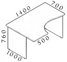 Masa ergonomica Visio 140 x 100 cm, stanga, alba