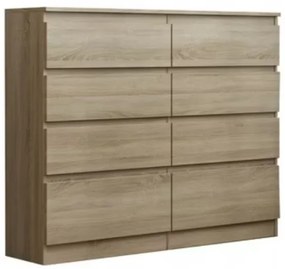 Comoda cu 8 sertare, 120x100x33 cm, stejar sonoma, pentru hol, living, dormitor, birou, Bortis Impex stejar sonoma