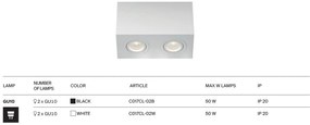 Corp aplicat cu 2 spoturi directionabile design tehnic Atom alb