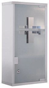 HOMCOM Dulap pentru Medicamente, Design Modern, Sticlă și Oțel, cu Ușă și 2 Chei, 48x25cm | Aosom Romania