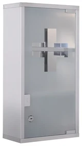 HOMCOM Dulap pentru Medicamente, Design Modern, Sticlă și Oțel, cu Ușă și 2 Chei, 48x25cm | Aosom Romania