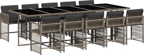 vidaXL Set mobilier de grădină cu perne, 11 piese, gri, poliratan