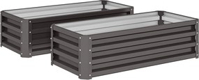 Outsunny Set jardiniere metalice 2 buc., Fund deschis, Pentru grădină și balcon, 110x50x30cm, Gri închis | Aosom Romania