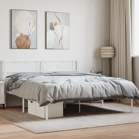 372329 vidaXL Cadru de pat metalic cu tăblie, alb, 160x200 cm