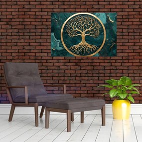 Tablou – Arborele vieții auriu în marmură (90x60 cm)