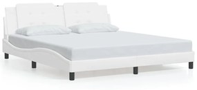 3214125 vidaXL Cadru de pat cu lumini LED, alb, 180x200 cm, piele ecologică