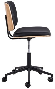 Scaun de birou negru din imitație de piele Owen – Actona