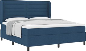 vidaXL Pat cu arcuri cu saltea albastru 180 x 200 cm țesătură