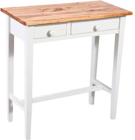 Masa consola, L73 36 H75 cm, alb natur antichizat, lemn masiv