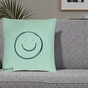 Perna Decorativa Smile Desen Minimalist, 40x40 cm, Verde Menta, Husa Detasabila, Perna Inclusa, BEKZ®