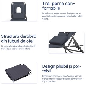 Sezlong Relax Outsunny Pliabil din tesatura Oxford respirabila, structura din otel, Gri | Aosom RO