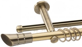 Galerie dubla Diva, teava neteda si profil,grosime 25 si 19mm, aur antic (Alege marime: 320 cm)