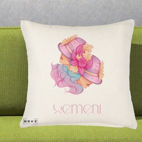 Perna Personalizata Zodie Gemeni, 40x40 cm, Crem Reliefat, Husa Detasabila, Perna Inclusa, BEKZ®