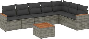vidaXL Set canapele de grădină cu perne, 8 piese, gri, poliratan