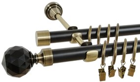 Galerie dubla duo KULA CRYSTAL NEGRU 19/19 mm negru aur antic (Alege marime: 160 cm)