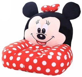 Fotoliu din plus pentru bebelusi cu spatar, Minnie Mouse cu buline, 50 cm, Multicolor, FPS-22