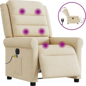 vidaXL Fotoliu electric de masaj rabatabil, crem, textil