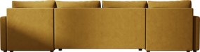 Coltar extensibil in forma de U VENORIA, mustar, 285x146 cm + 2 perne GRATUIT