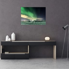 Tablou pe sticlă cu Aurora Borealis (70x50 cm)