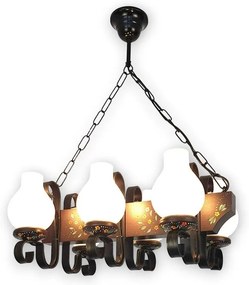 Candelabru rustic fabricat manual din lemn pictat 6 brate Vela