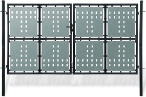 vidaXL Poartă de gard cu o singură ușă neagră, 300x175 cm