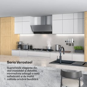 Klarstein Verosteel hotă de bucătărie | Elegantă, minimalistă, puternică | Clasa energetică A | 624 m³/h | 90 cm