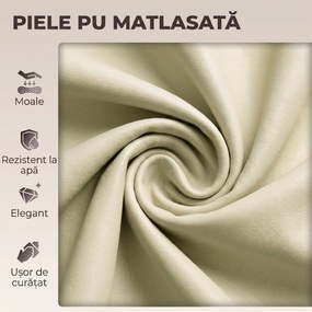 HOMCOM Scaun de Bar din Piele Ecologică PU, Reglabil pe Înălțime, Șezut Moale Gros, Rotire 360°, Pentru Insulă, Alb | Aosom Romania