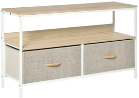 HOMCOM Mobilier pentru Televizor de 47" cu Sertare Pliabile din Material Textil și Raft, 98x29x56 cm, Lemn Natural | Aosom Romania