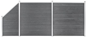 Set panouri gard, 2 patrate + 1 oblic, gri, 446 x 186 cm, WPC 1, Gri, 2 sectiuni + o sectiune inclinata