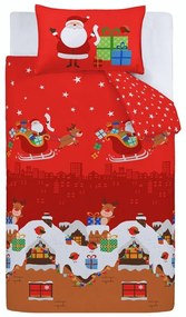 Lenjerie de pat pentru copii roșie pentru pătuț 120x150 cm Santa's Christmas Presents – Catherine Lansfield
